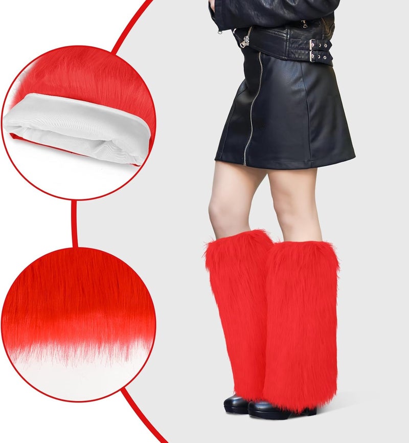 XEPST Faux Fur Fuzzy Leg Warmers Furry Boot Covers for Women, Warm Fuzzy Boot Cuff Boot Sleeves Leg Warmers for Party Costume - Image 2